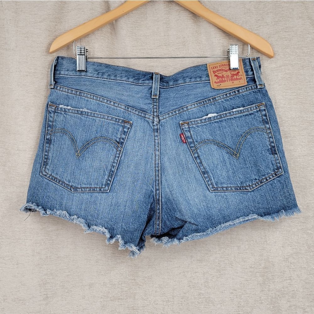 Levi's 501 Women's Cotton Denim Jean Shorts Distressed Cutoff - Picture 3 of 10